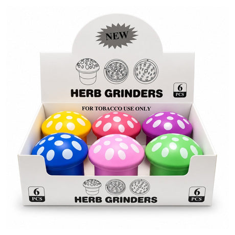 68mm Mushroom-Shaped 4-Piece Grinder - 6CT Display Pack Super Supplys Inc Default Title