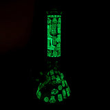 14" Glow-in-the-Dark Egyptian Design Beaker Bong – 7mm Thick Glass Bong Small Biz Distributors