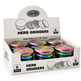59mm 4-Piece Rainbow Diamond-Cut Zinc Alloy Grinder – 6-Piece Display Display Pack Super Supplys Inc Default Title