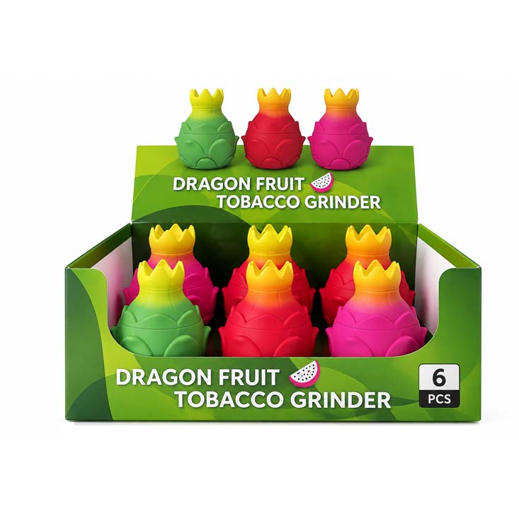 Dragon Fruit 4-Part Grinder – 48mm | 88mm Tall | 6 PCS Display Display Pack Super Supplys Inc Default Title