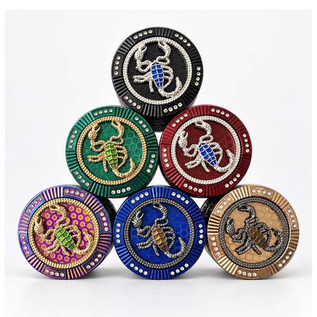 63mm 4-Piece Scorpion & Skull Metal Grinder – 6-Piece Display Display Pack Super Supplys Inc