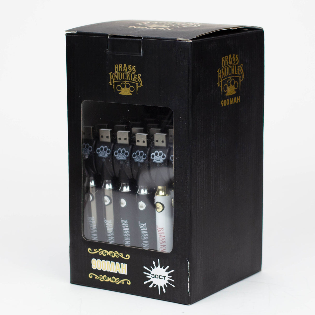 900 mAh Brass Knuckles Vape Battery Display of 30