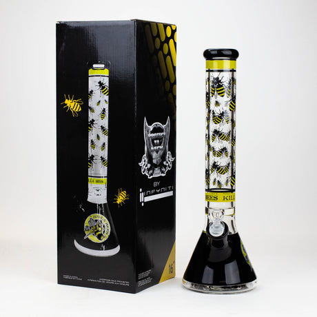 PROTECT YA NECK-15.5"  7 mm Glass water bong by Infyniti [Killa Bees]