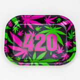 Metal Rolling Tray-Small Tray Smoking Cat Distribution Pink and green 420