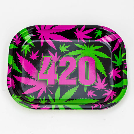 Metal Rolling Tray-Small Tray Smoking Cat Distribution Pink and green 420