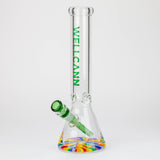WellCann - 14" 7 mm Thick beaker bong with green logo and thick decal base