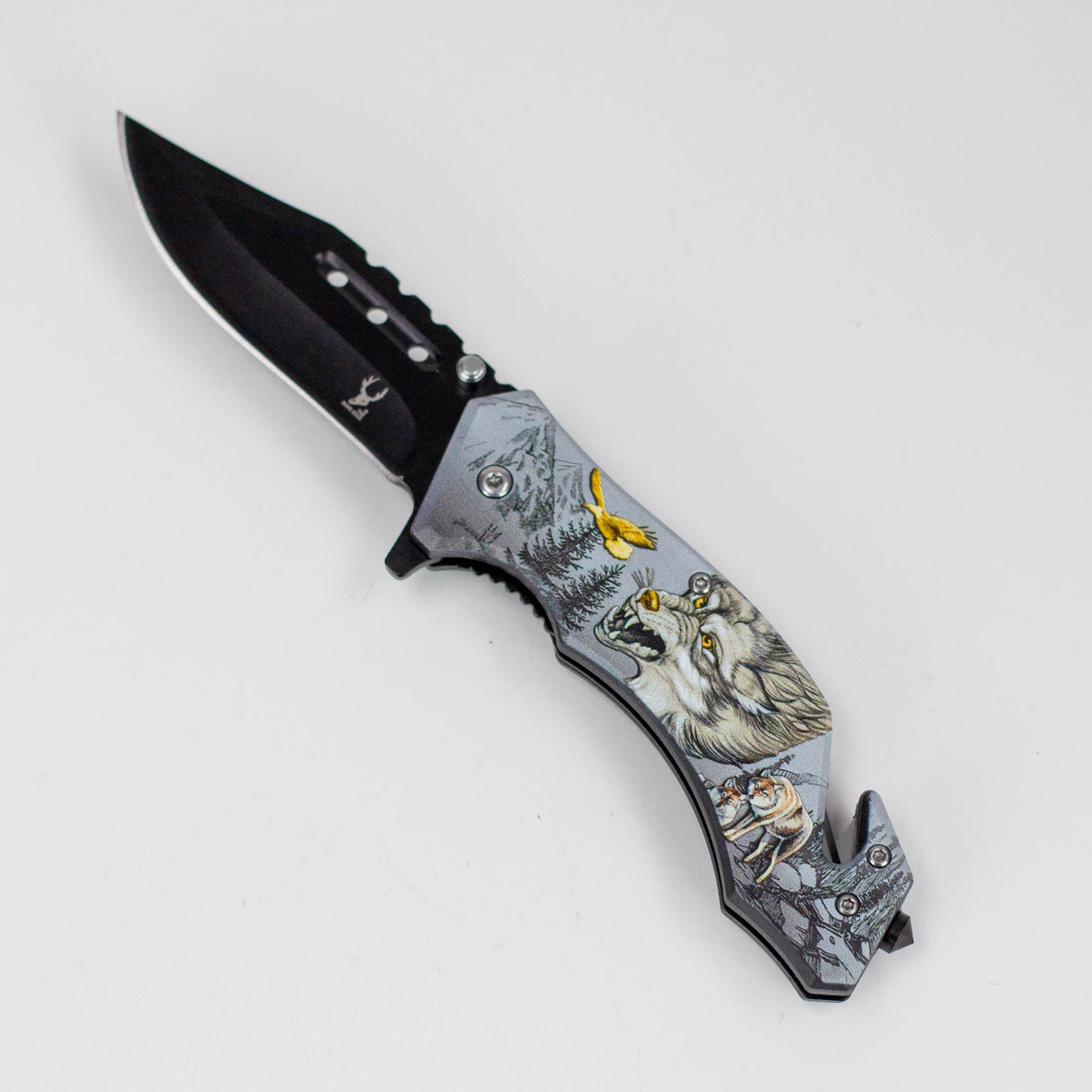 TheBoneEdge 8″ Wildlife Folding Knife Stainless Steel [1325X] Folding Knife Canadian Distributor Wolf