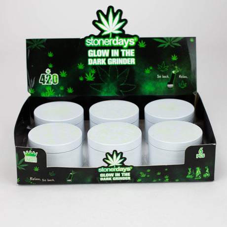 Glow In the Dark - 4 Part Grinder, 63MM Assorted Designs Box of 6 [PH6918-Stoner]