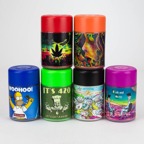 LED Plastic Stash Jars with cartoon Designs Box of 6 [SL19]