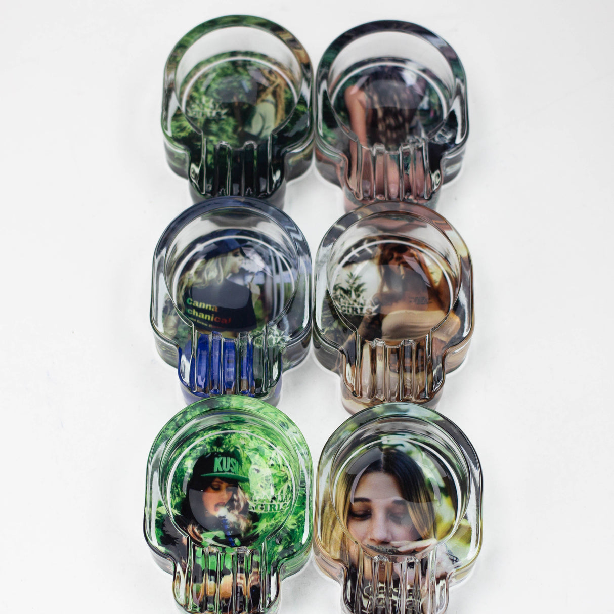 Skull glass ashtray Box of 6