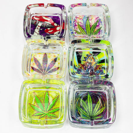 Square Glow in the dark glass ashtray