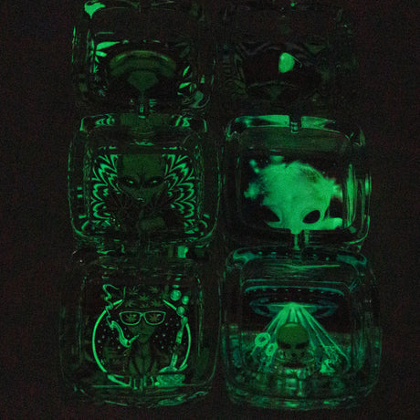 Square Glow in the dark glass ashtray