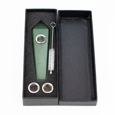 Acid Secs | Green Adventurine Crystal Pipe with Choke Quartz · Stone Pipe Acid Secs Productions Inc.