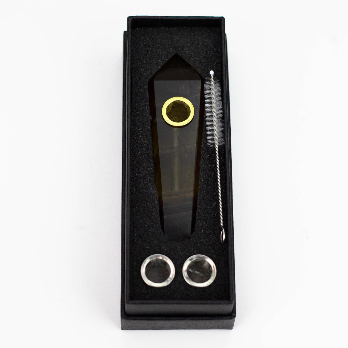 Acid Secs | Yellow Fluorite Crystal Pipe with Choke Quartz · Stone Pipe Acid Secs Productions Inc.