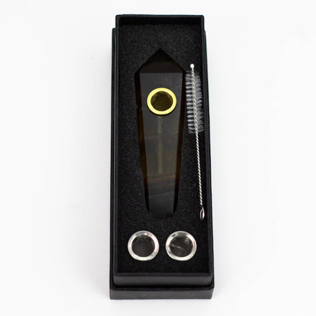 Acid Secs | Yellow Fluorite Crystal Pipe with Choke Quartz · Stone Pipe Acid Secs Productions Inc.