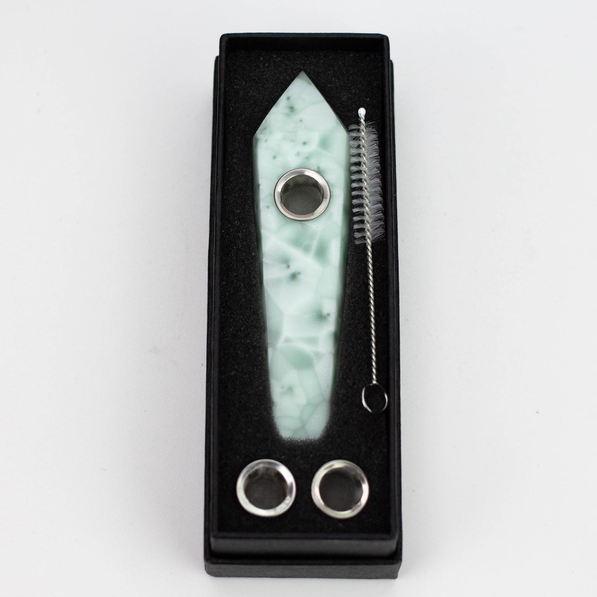 Acid Secs | Snow Green Crystal Pipe with Choke Quartz · Stone Pipe Acid Secs Productions Inc.