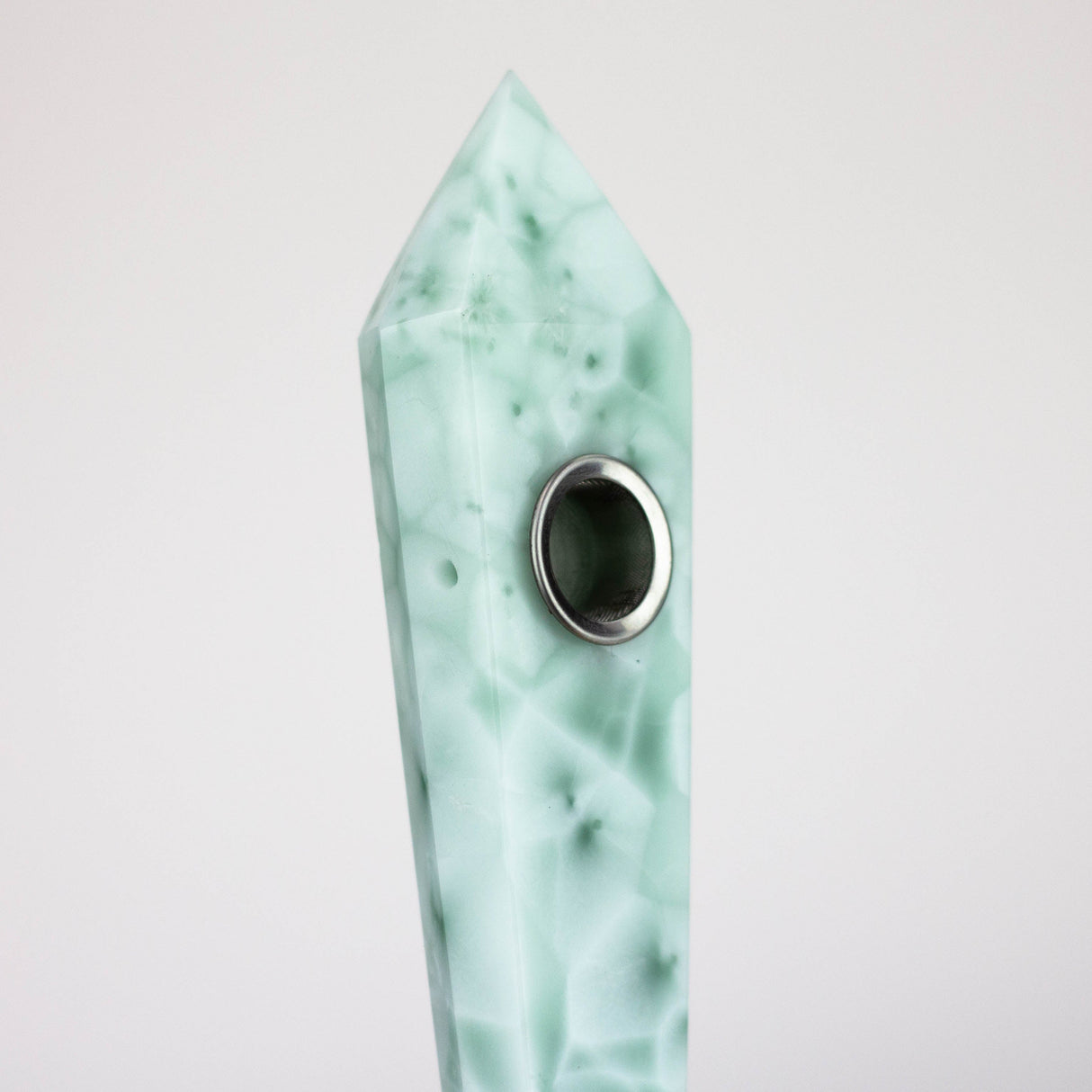 Acid Secs | Snow Green Crystal Pipe with Choke Quartz · Stone Pipe Acid Secs Productions Inc.