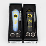 Acid Secs | Custom Golden Engraving Pipe with Choke Quartz · Stone Pipe Acid Secs Productions Inc.