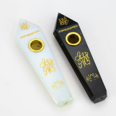 Acid Secs | Custom Golden Engraving Pipe with Choke Quartz · Stone Pipe Acid Secs Productions Inc.