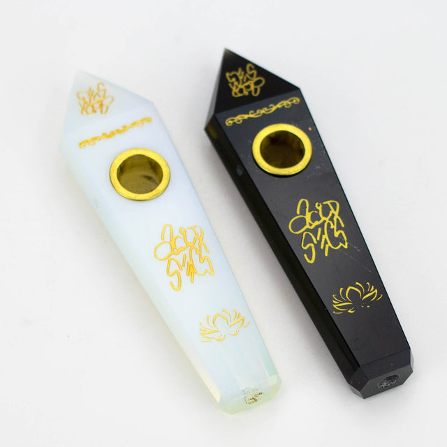 Acid Secs | Custom Golden Engraving Pipe with Choke Quartz · Stone Pipe Acid Secs Productions Inc.