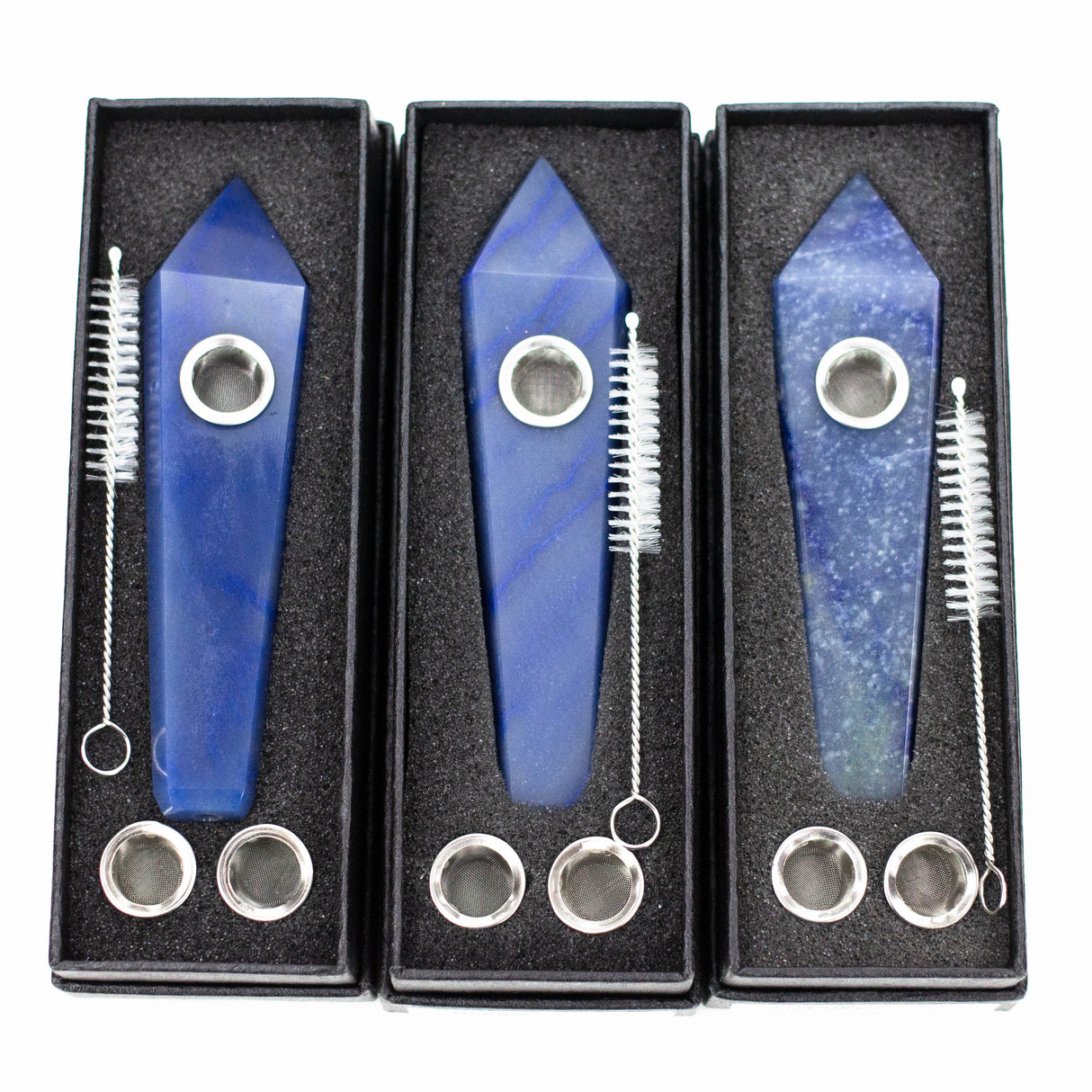 Acid Secs | Blue Adventurine Crystal Pipe with Choke Quartz · Stone Pipe Acid Secs Productions Inc.