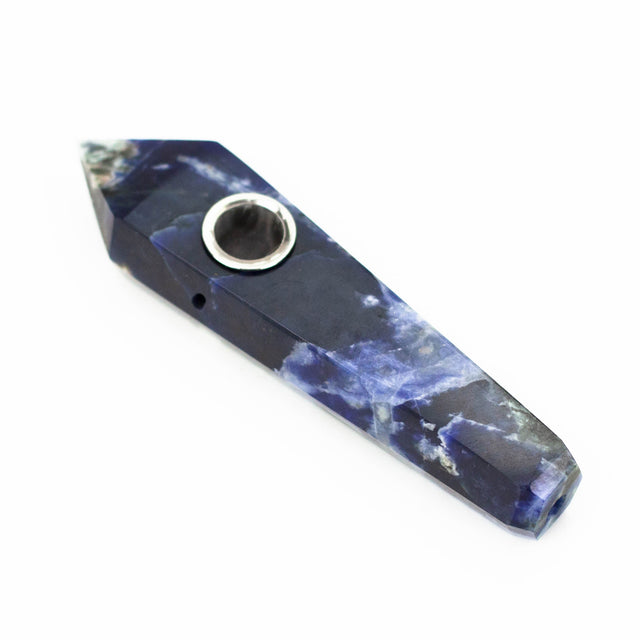 Acid Secs | Blue Sodalite Crystal Pipe with Choke Quartz · Stone Pipe Acid Secs Productions Inc.