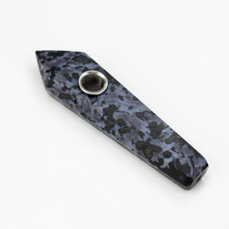 Acid Secs | Grey Camo Feldspar Crystal Pipe with Choke Quartz · Stone Pipe Acid Secs Productions Inc.