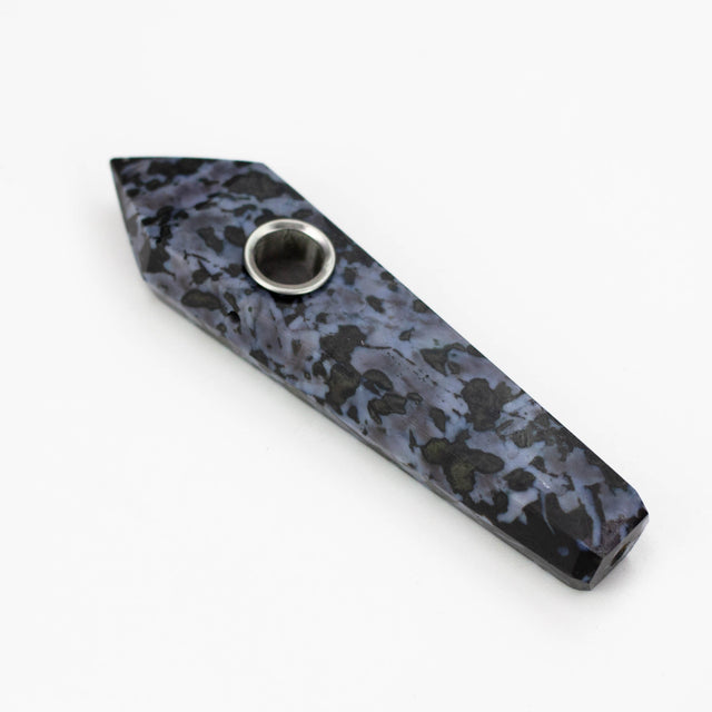 Acid Secs | Grey Camo Feldspar Crystal Pipe with Choke Quartz · Stone Pipe Acid Secs Productions Inc.