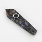 Acid Secs | Glaucophane Crystal Pipe with Choke Quartz · Stone Pipe Acid Secs Productions Inc.