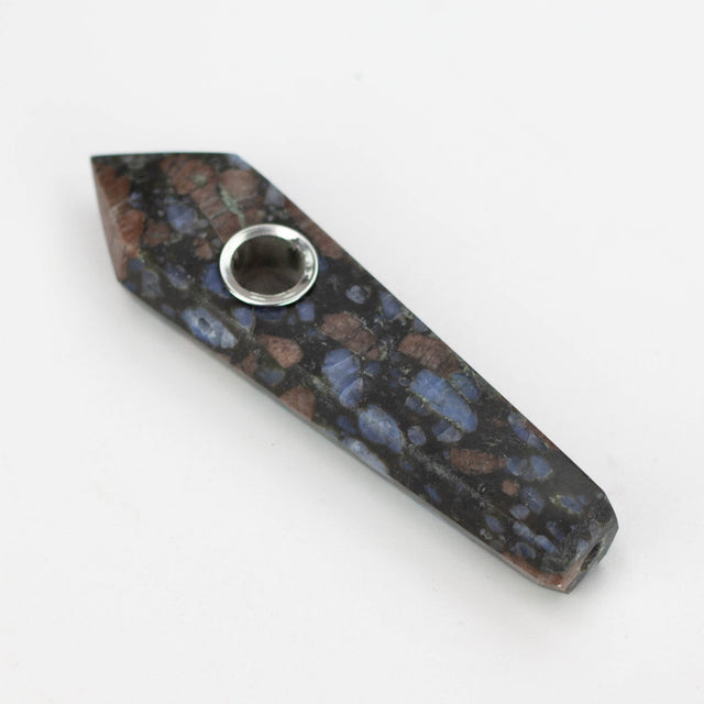 Acid Secs | Glaucophane Crystal Pipe with Choke Quartz · Stone Pipe Acid Secs Productions Inc.