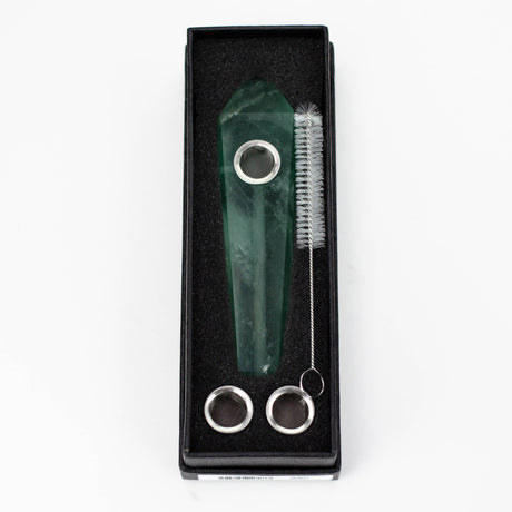 Acid Secs | Green Fluorite Crystal Pipe with Choke Quartz · Stone Pipe Acid Secs Productions Inc.