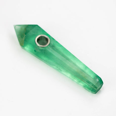 Acid Secs | Green Fluorite Crystal Pipe with Choke Quartz · Stone Pipe Acid Secs Productions Inc.