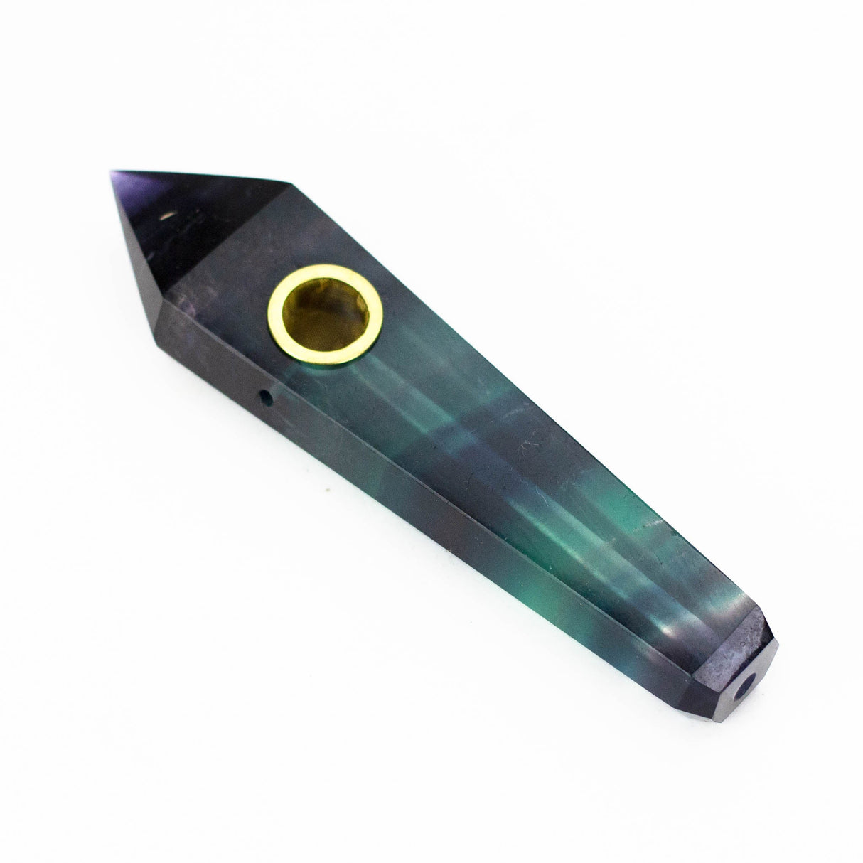 Acid Secs | Rainbow Fluorite Crystal Pipe with Choke Quartz · Stone Pipe Acid Secs Productions Inc.