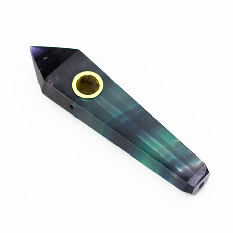 Acid Secs | Rainbow Fluorite Crystal Pipe with Choke Quartz · Stone Pipe Acid Secs Productions Inc.