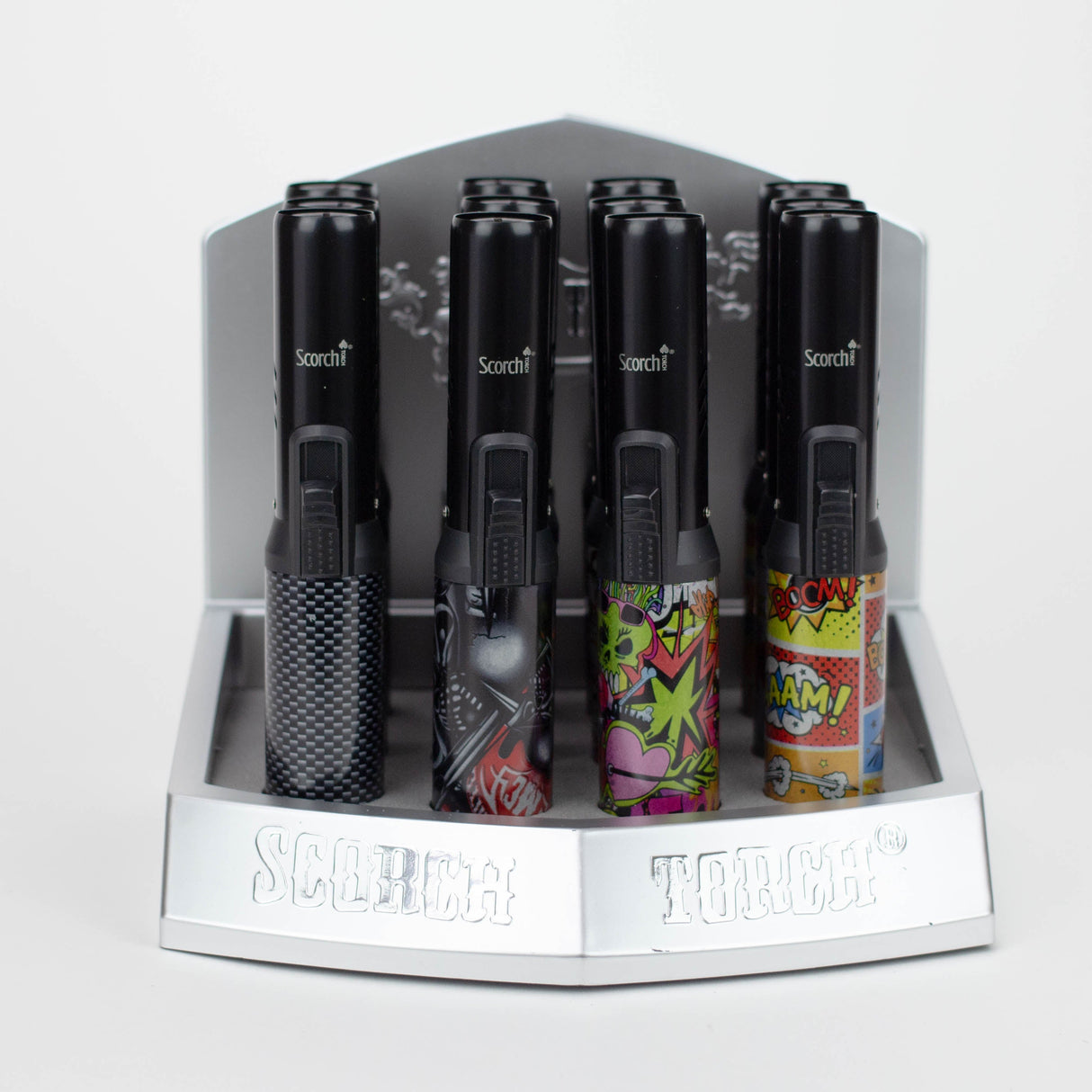 Scorch Torch | Pencil Torch 7”Asst Black/Graffiti & Leaf Designs [61664-1] - Display of 12 Torch Canadian Distributor