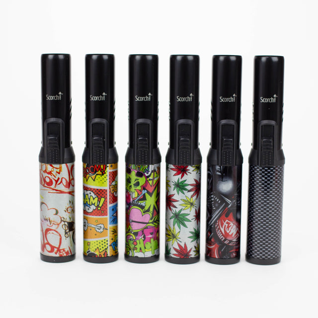 Scorch Torch | Pencil Torch 7”Asst Black/Graffiti & Leaf Designs [61664-1] - Display of 12 Torch Canadian Distributor