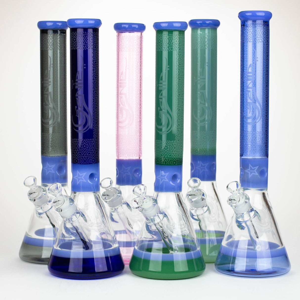 Genie | 17" sandblasted artwork tube 7 mm glass water bong [GB21006]