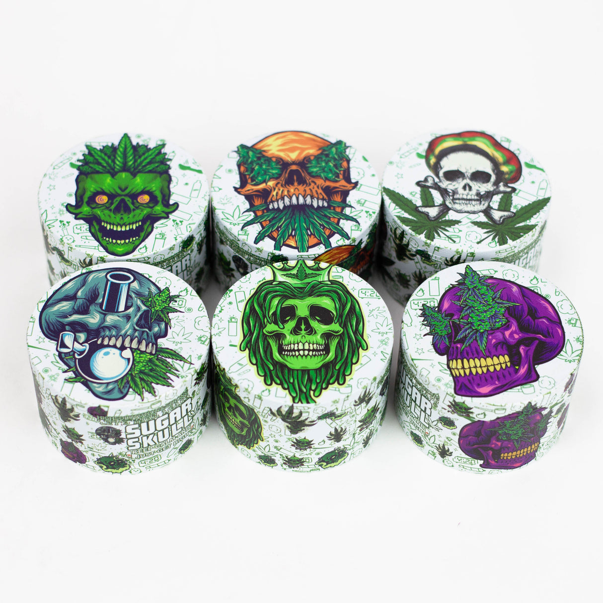 2.5" Metal Grinder 4 Layers with New Sugar Skull Design Box of 6 [GZ302]