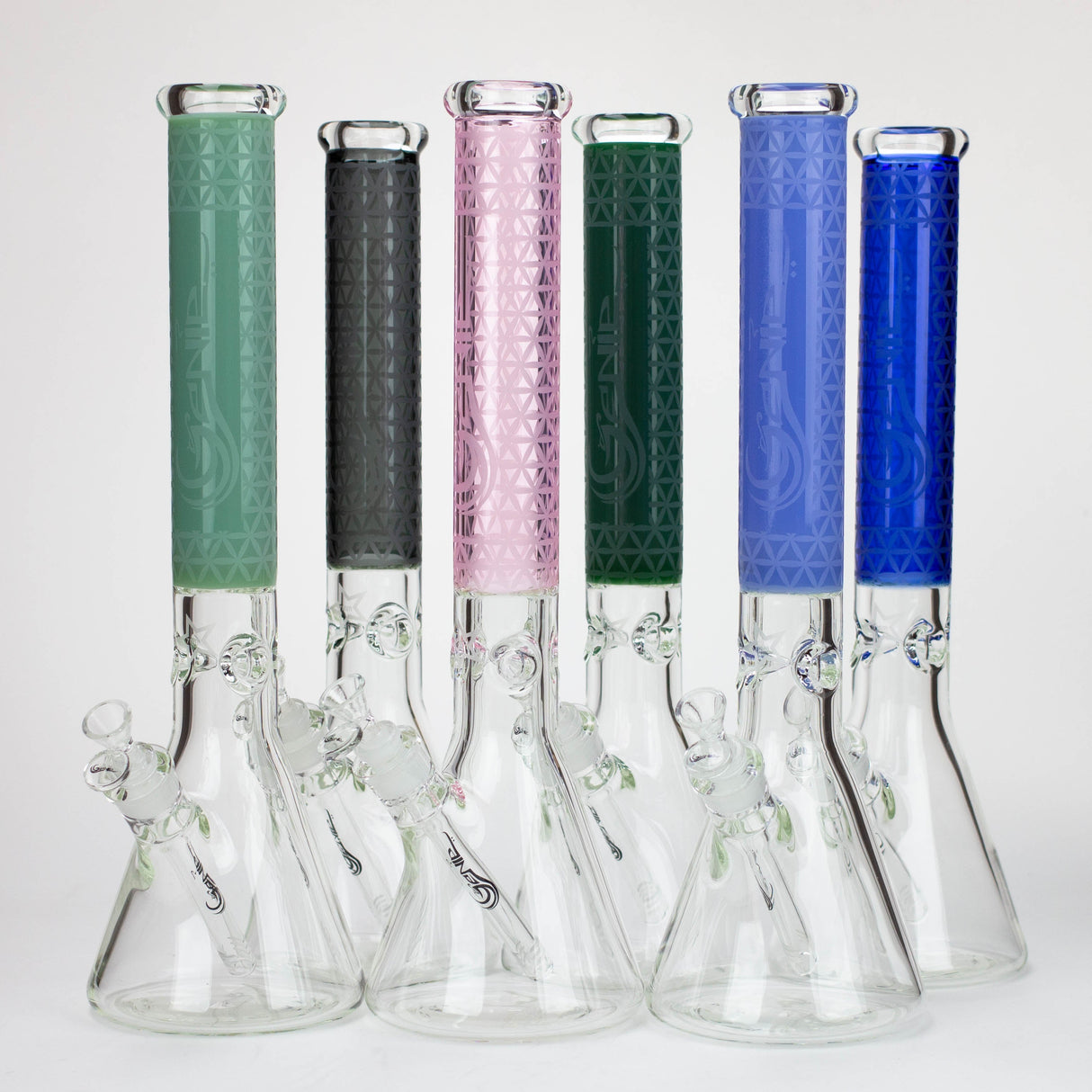 Genie | 17" sandblasted artwork tube 7 mm glass water bong [GB21005]