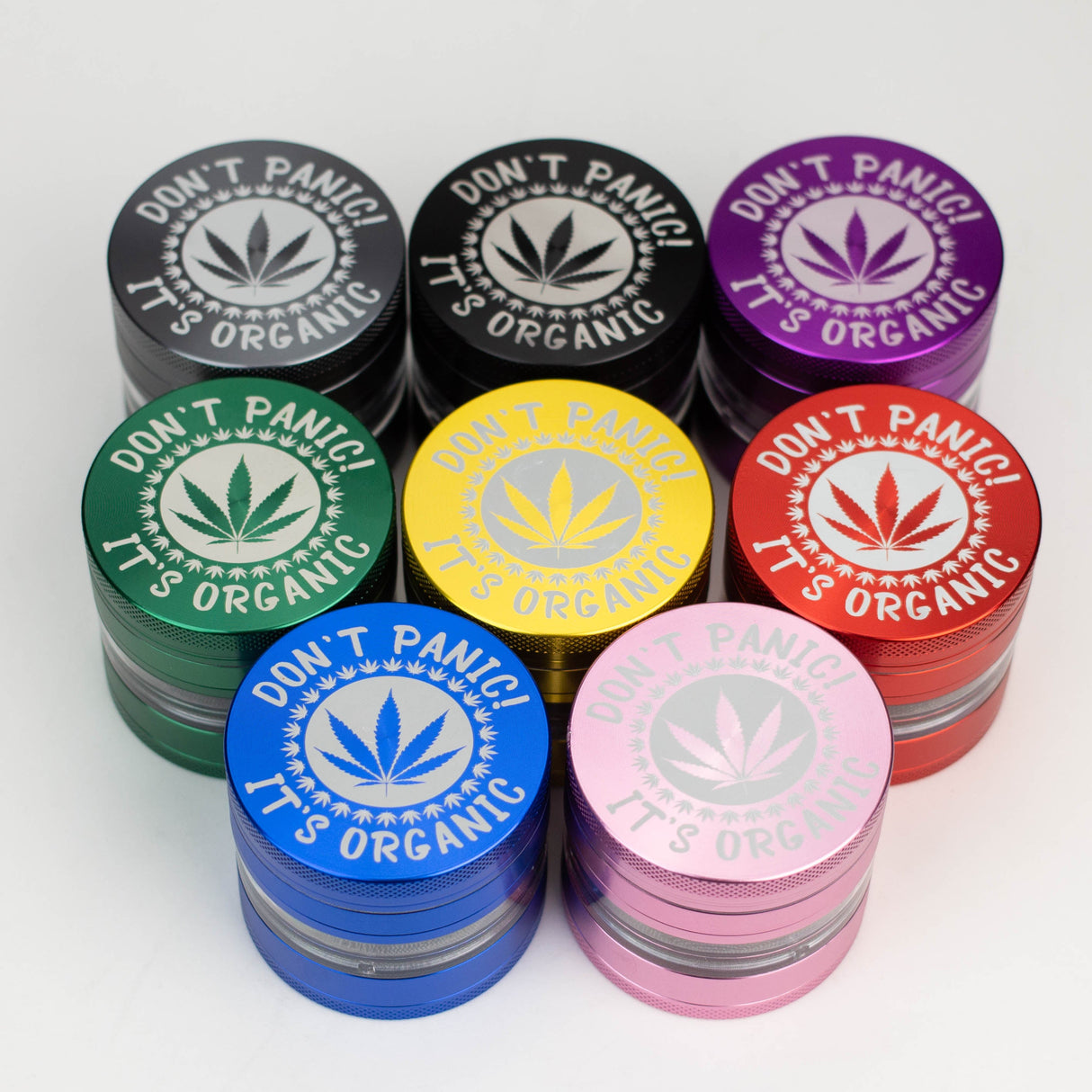 Heavy Duty Large "Don't Panic It's Organic" 4 Parts Weed Grinder Engraved in Canada Design #1