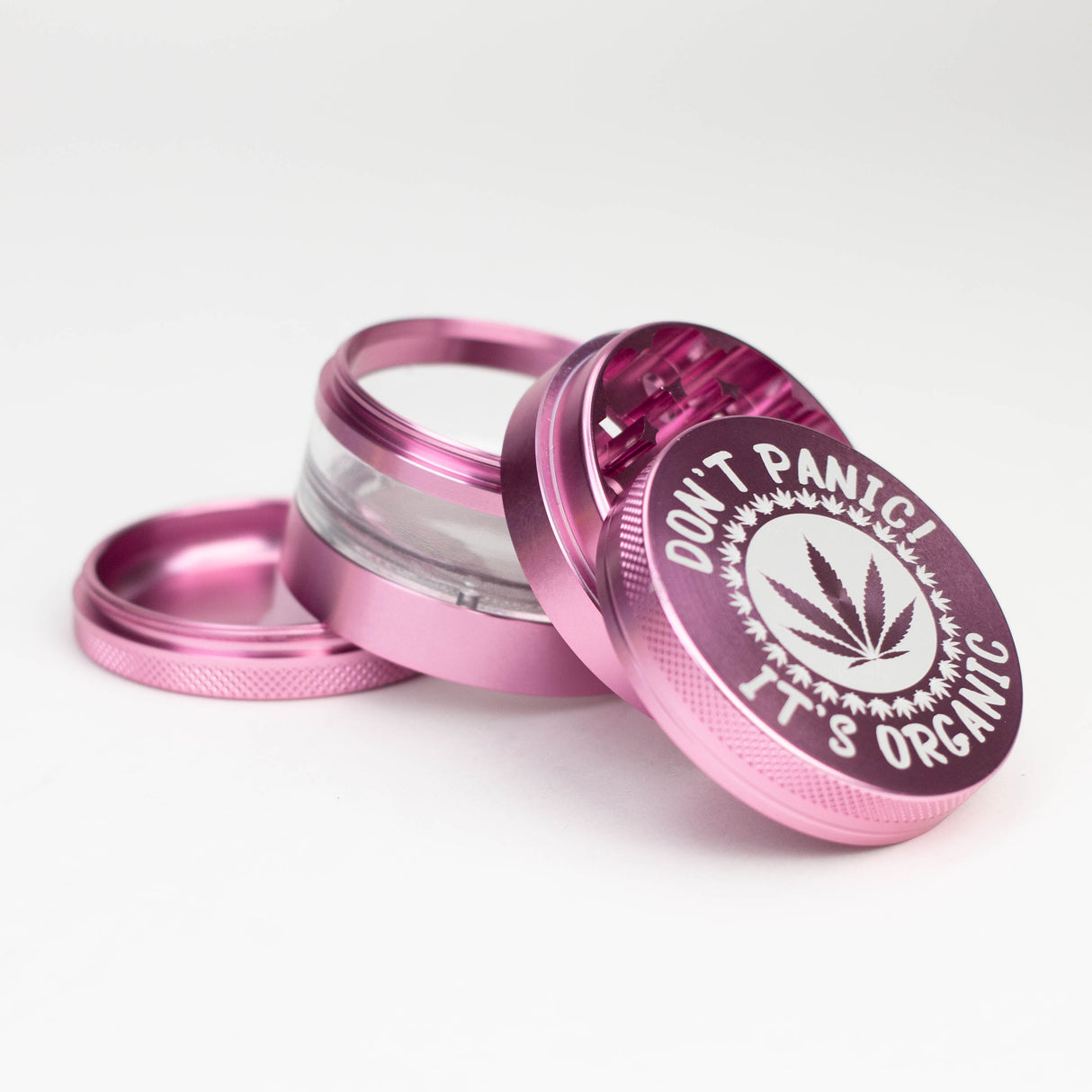 Heavy Duty Large "Don't Panic It's Organic" 4 Parts Weed Grinder Engraved in Canada Design #1