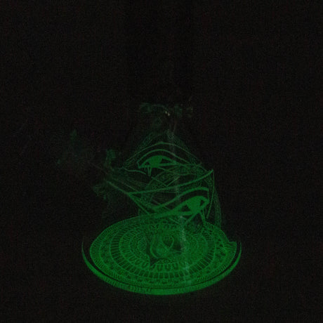 15.5" Egyptian Hieroglyph / 7 mm / Glow in the dark / Glass Bong  [LL034-YLW]