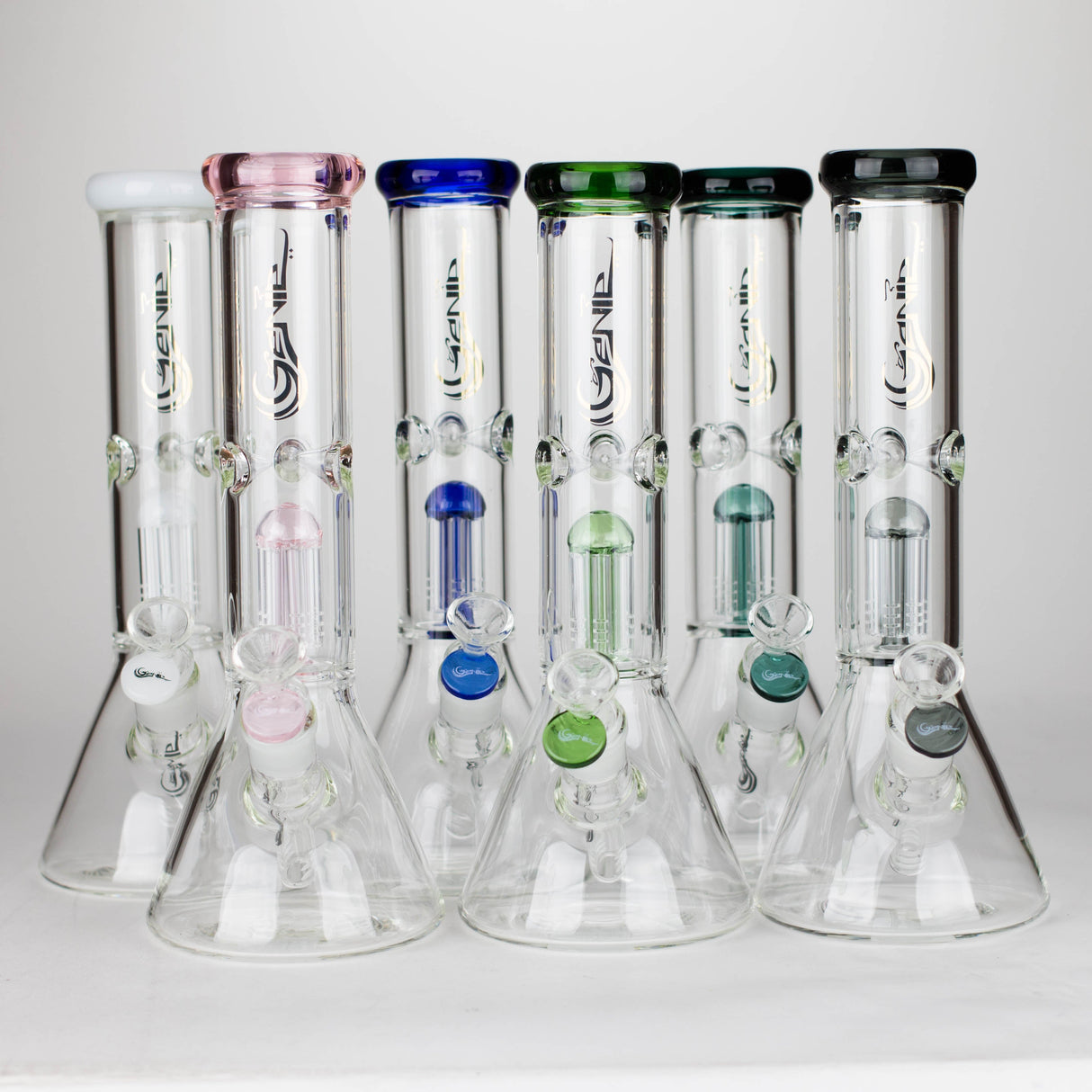 Genie | 12" Genie-Tree arms color accented glass water bong [NSP104] Glass Bong ONE