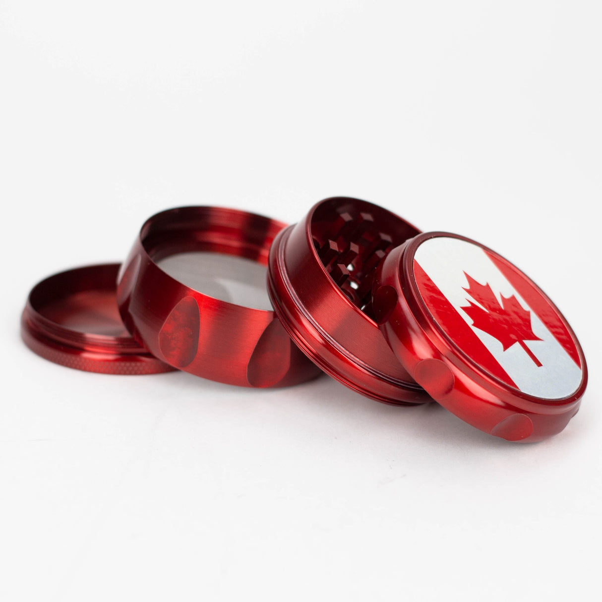 2.2" Drum Shape Metal Grinder With Canada Flag 4 Layers Box of 6   [GZ6278]