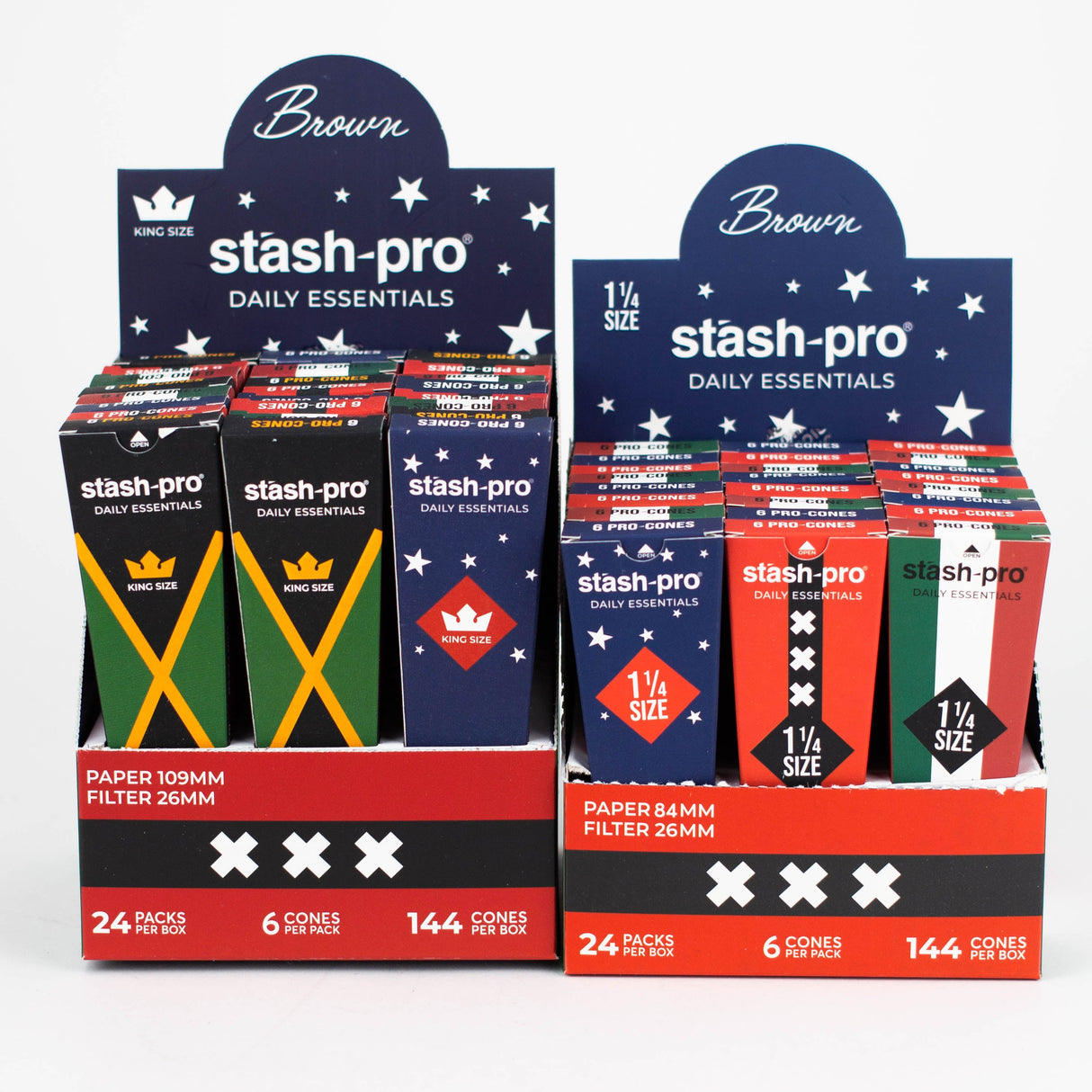 Stash-Pro |  Unbleached (Brown)  Pro 6 Cones box of 24