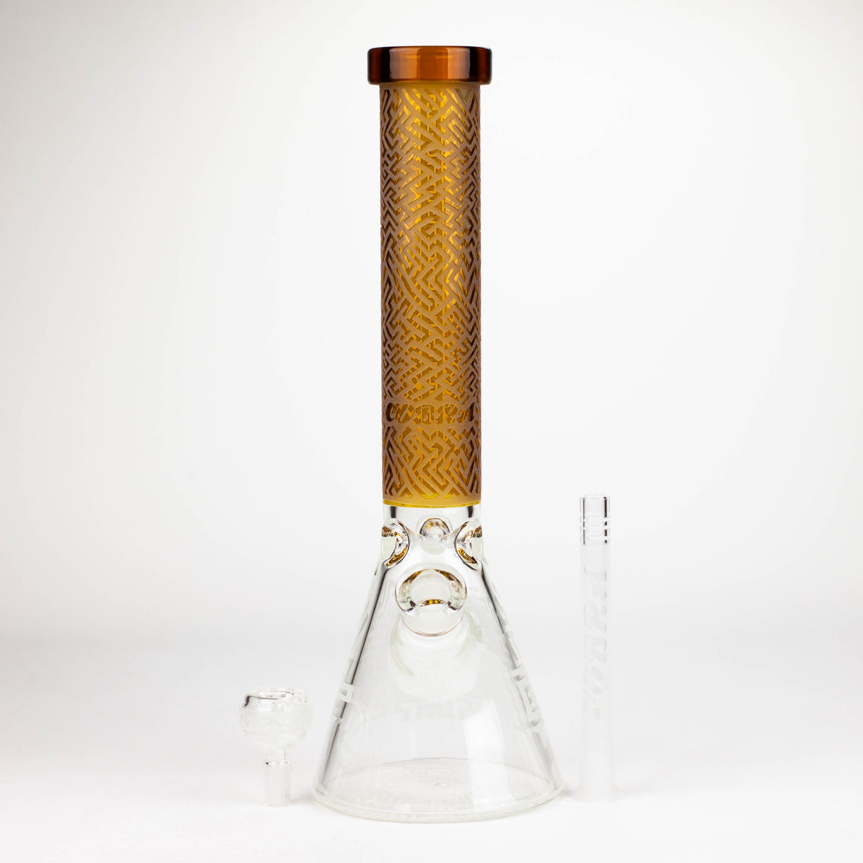 COBRA | 14" sandblasted geometric graphic 7 mm glass bong [YY04]