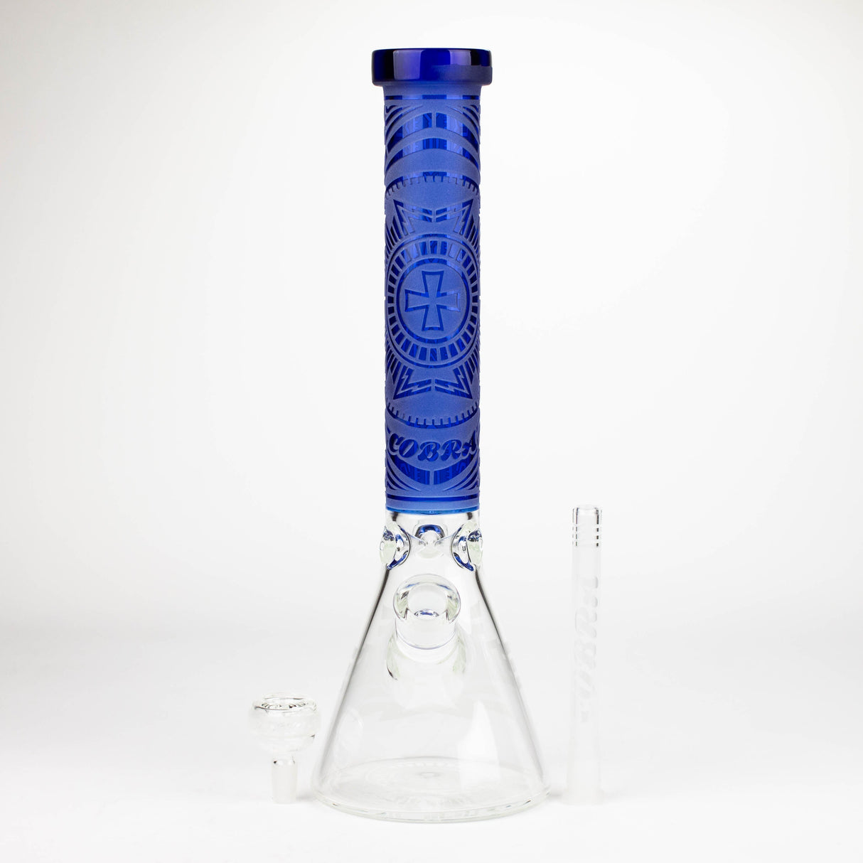 COBRA | 14" sandblasted geometric graphic 7 mm glass bong [YY03]