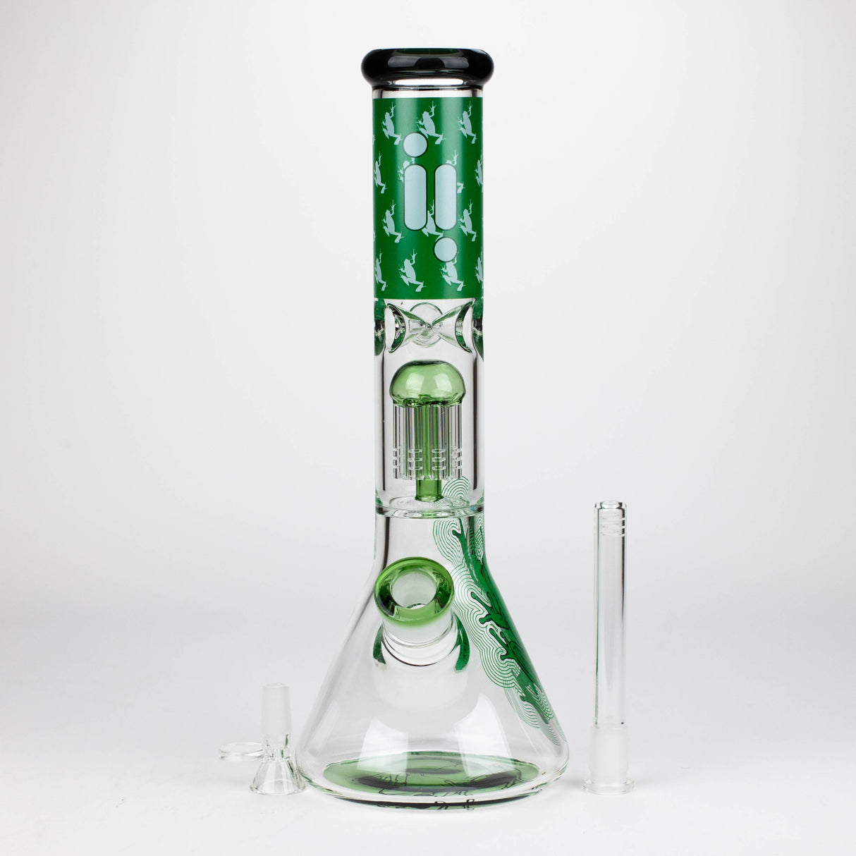 Infyniti | Untamed 14" 7 mm classic beaker water bong - Green Frog [GP2015]