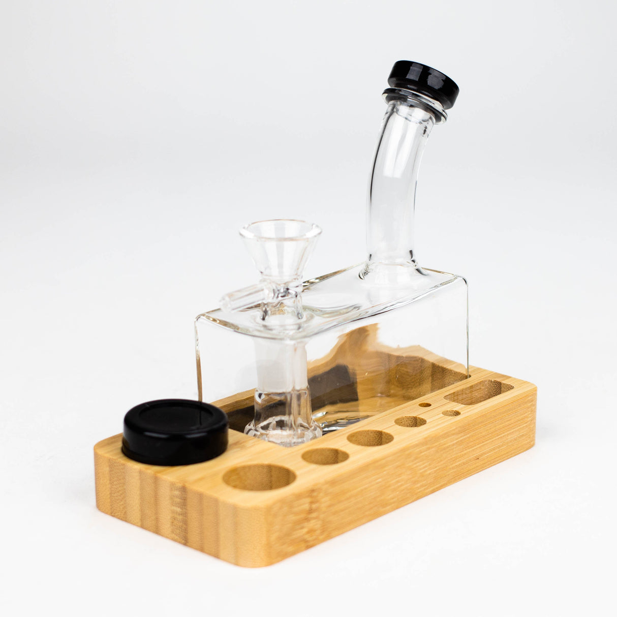 Rectangle glass water pipe with wooden tray-Assorted