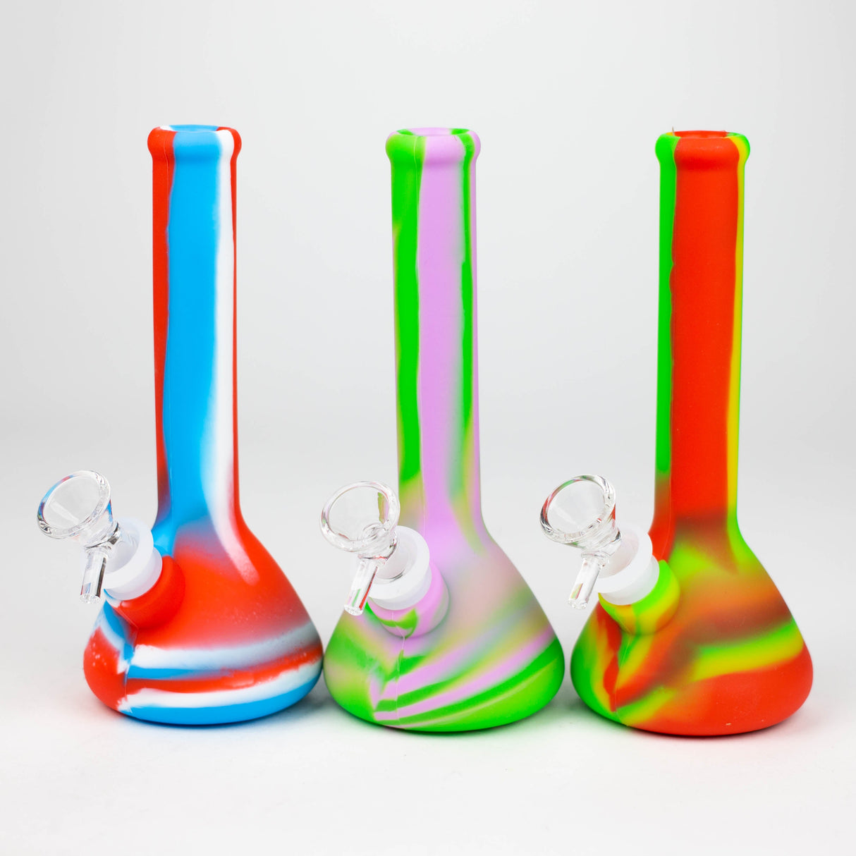 8" Tricolor silicone beaker water bong [71-Top13]